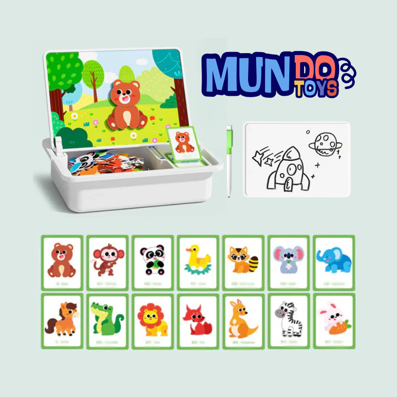 Caja de rompecabezas magnética multifuncional: juego educativo y pizarra para dibujar para niños